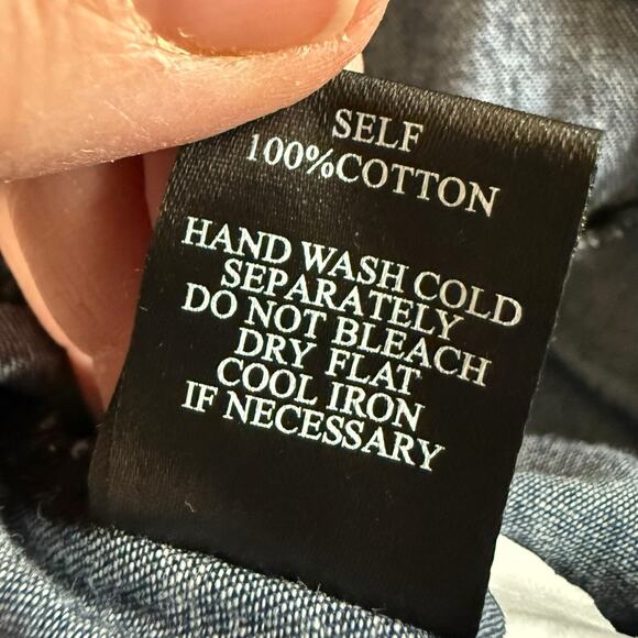 Indigo And Lace Peasant Tiered Skirt Denimlike Chambray XL Bohemian Boho - Picture 5 of 7